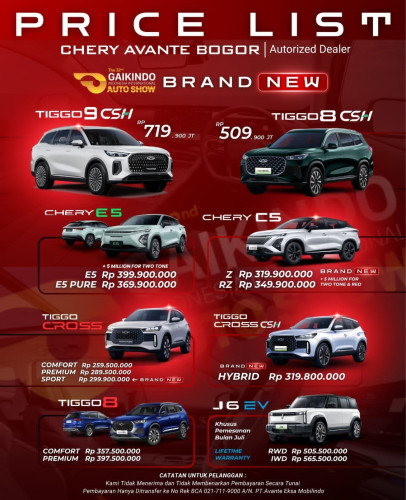 Pricelist Harga Chery rawabadakutara 2025